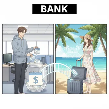 休暇を貯めるって英語で？休暇を取っておくって英語で？ bank の意味と例文